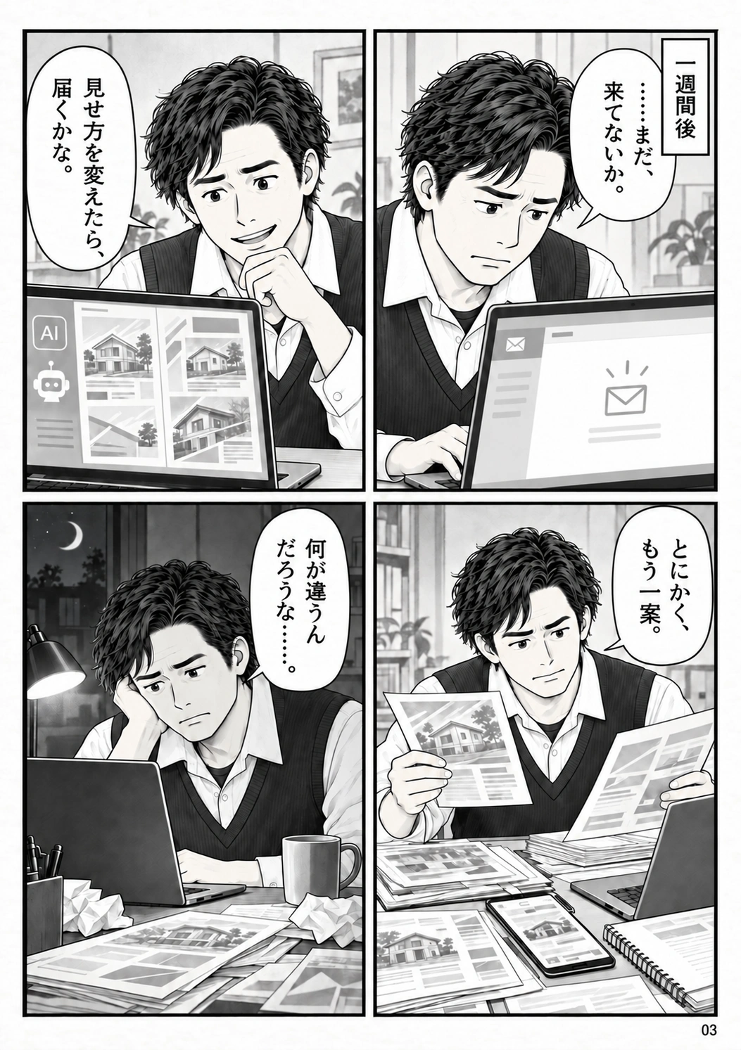 第3ページ：一週間後、反応がない