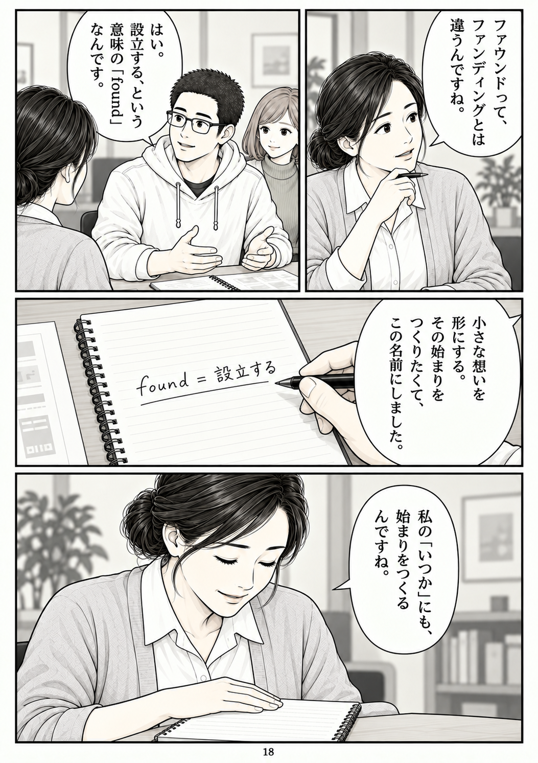 第18ページ。小さな想いを、設立する