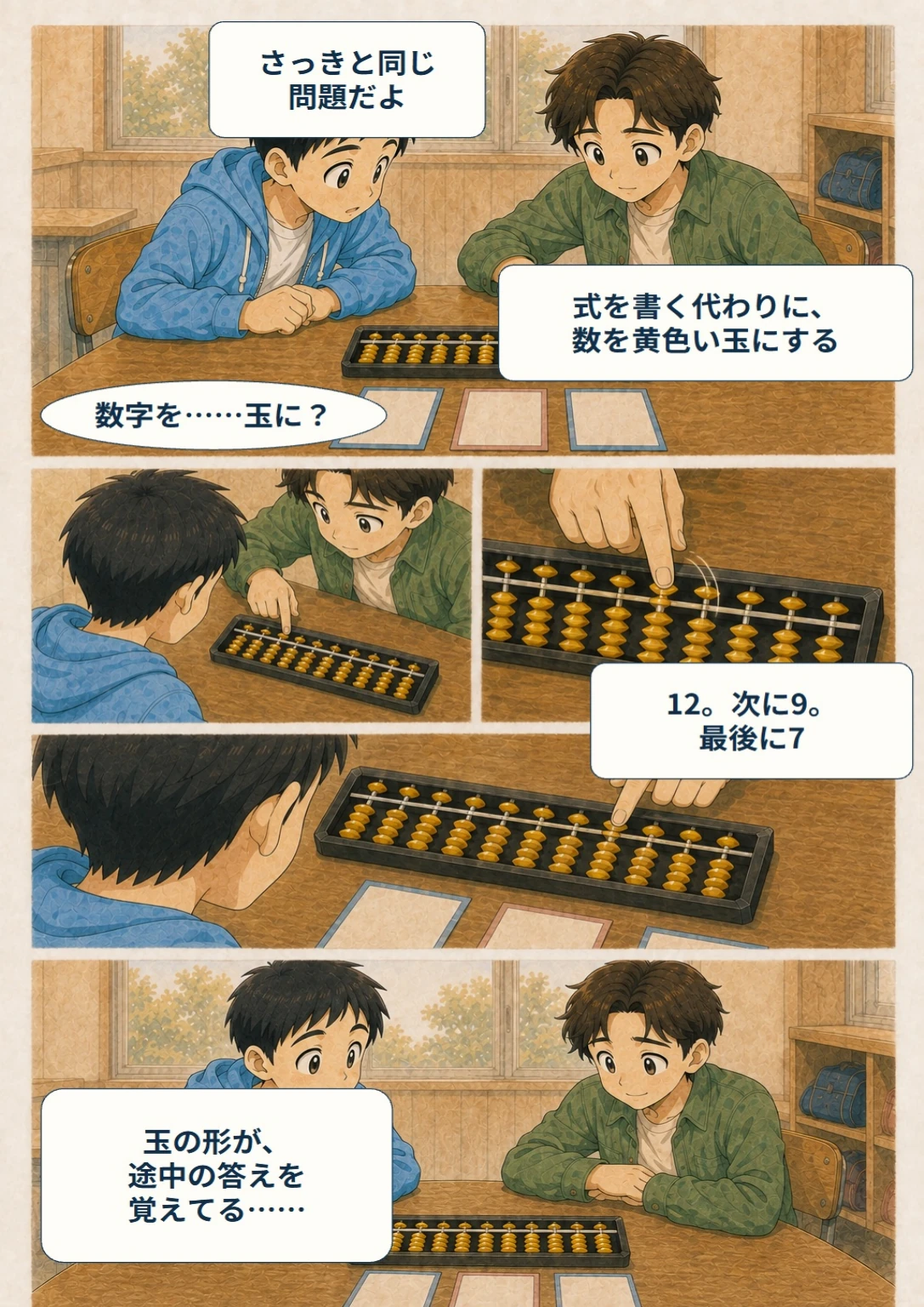 あと10秒!ぼくらのスコア大作戦 第7ページ。数字が、黄色い玉になる。台詞は直後の読みやすい表示で確認できます。