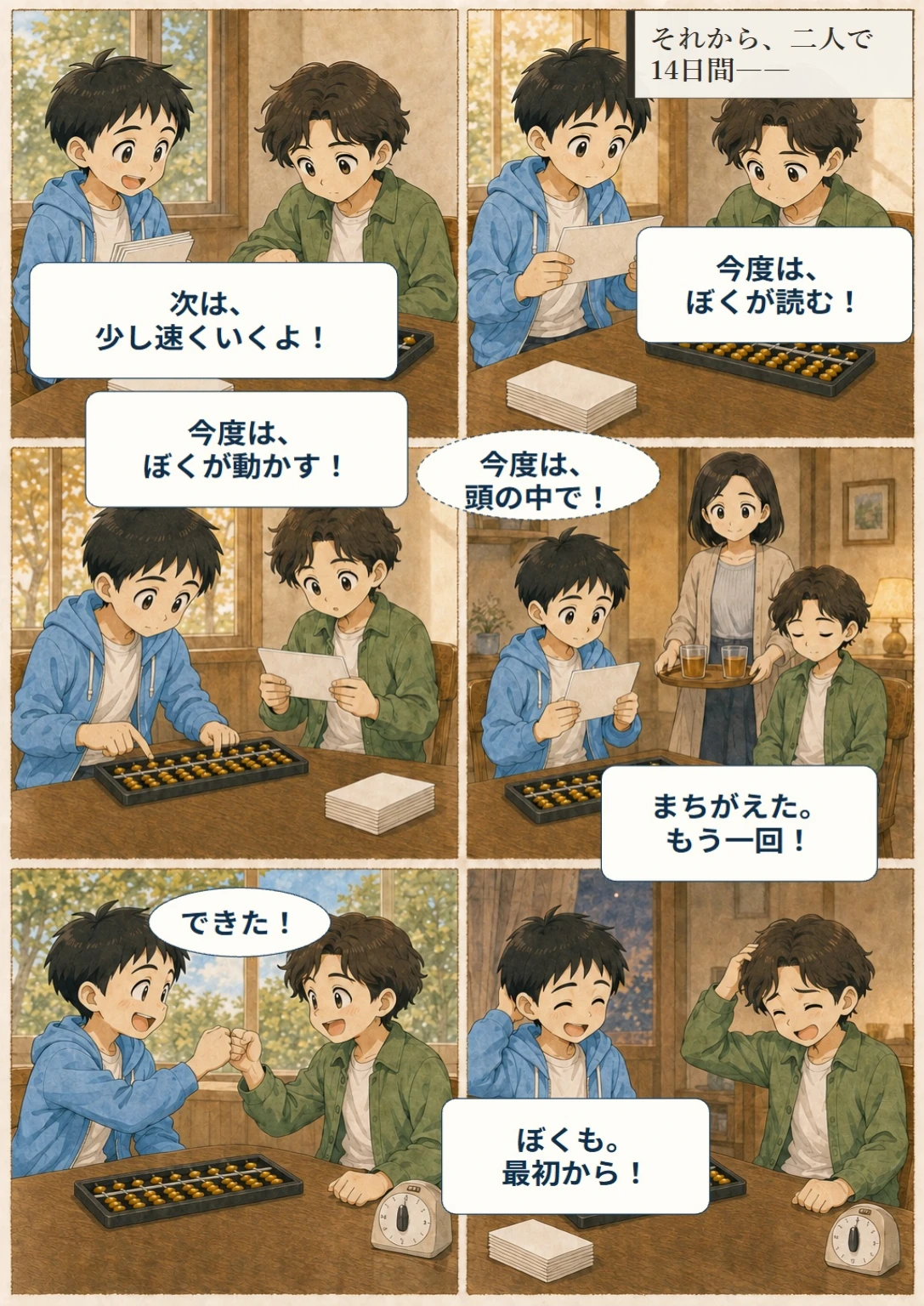 あと10秒!ぼくらのスコア大作戦 第13ページ。二人の14日間。台詞は直後の読みやすい表示で確認できます。