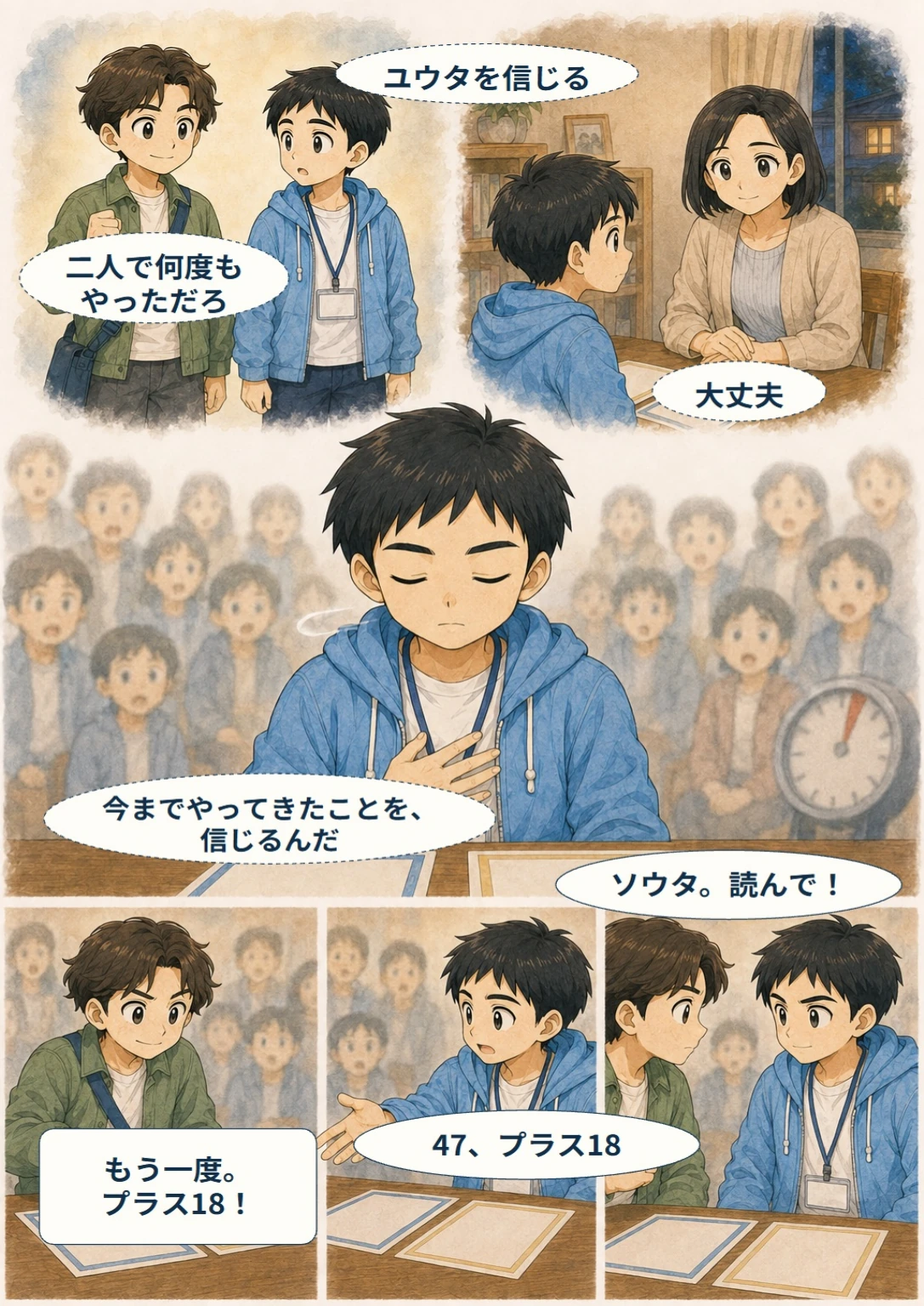あと10秒!ぼくらのスコア大作戦 第16ページ。信じるんだ。台詞は直後の読みやすい表示で確認できます。